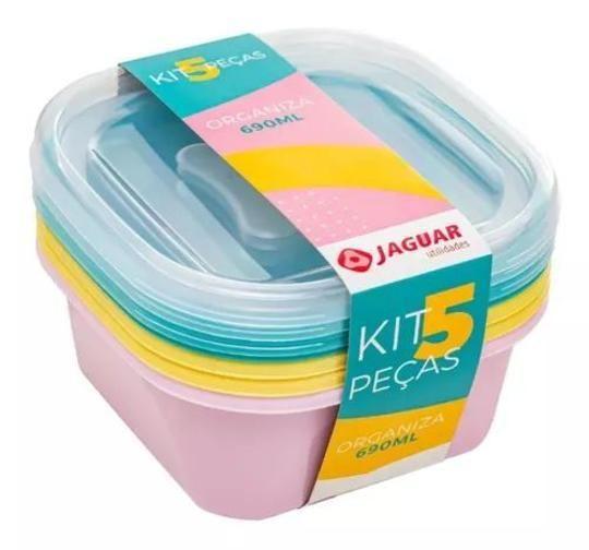 Kit Conjunto Tipo Tapower Com Tampa 690 Ml 5 Peças Jaguar - Pote